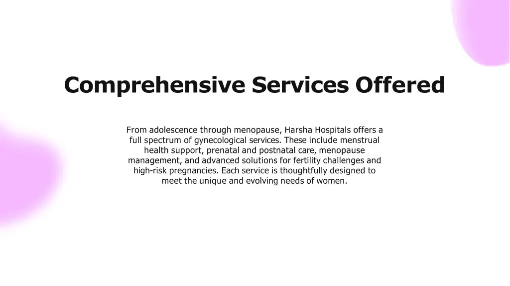 comprehensive services offered