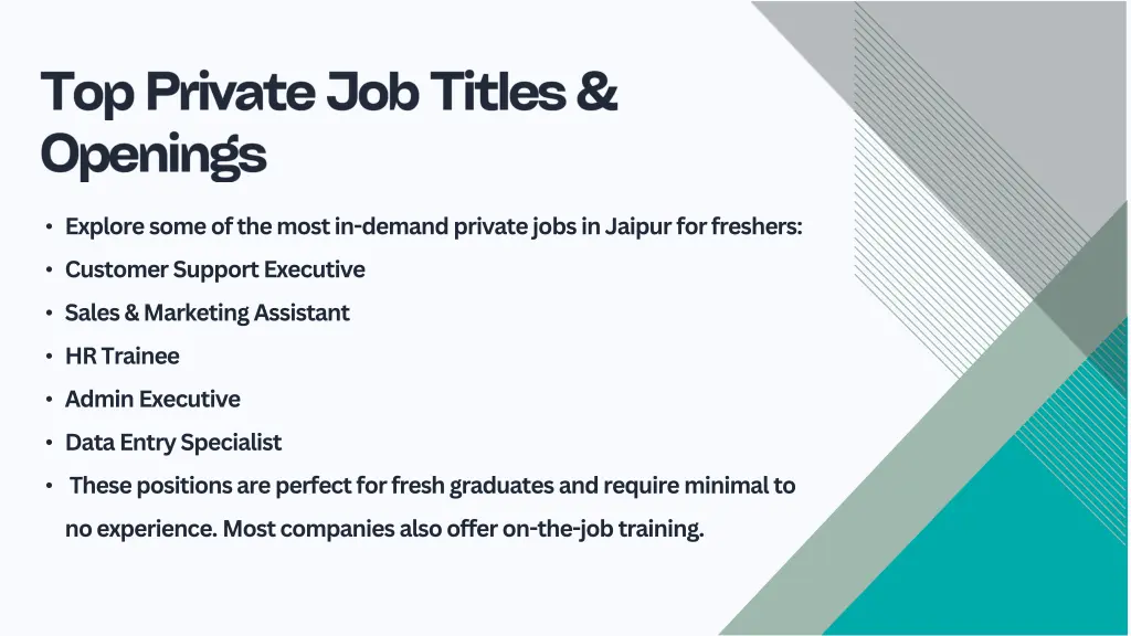explore some of the most in demand private jobs