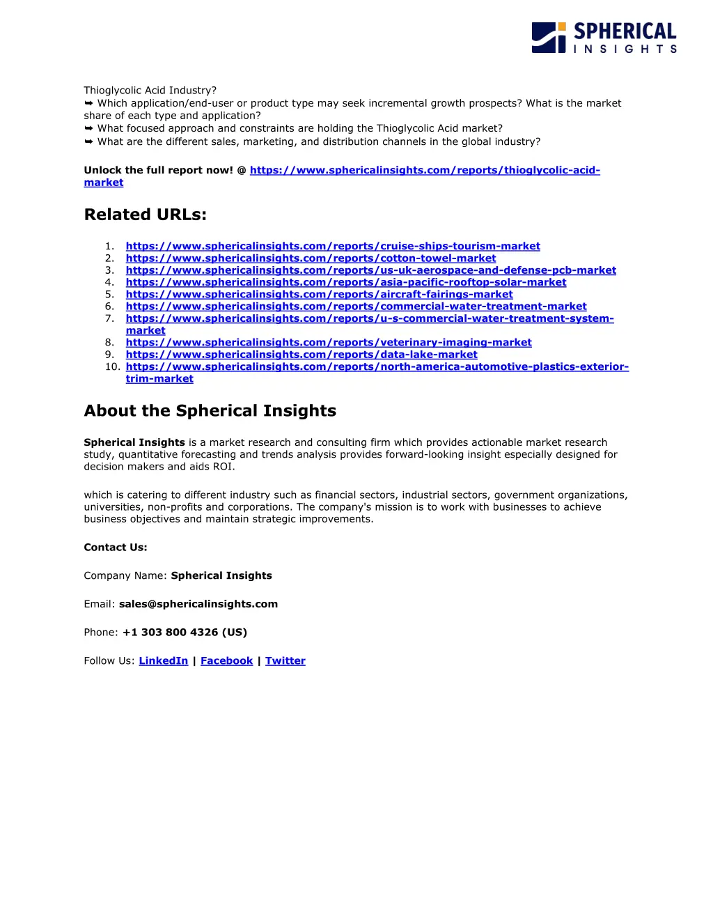 thioglycolic acid industry which application