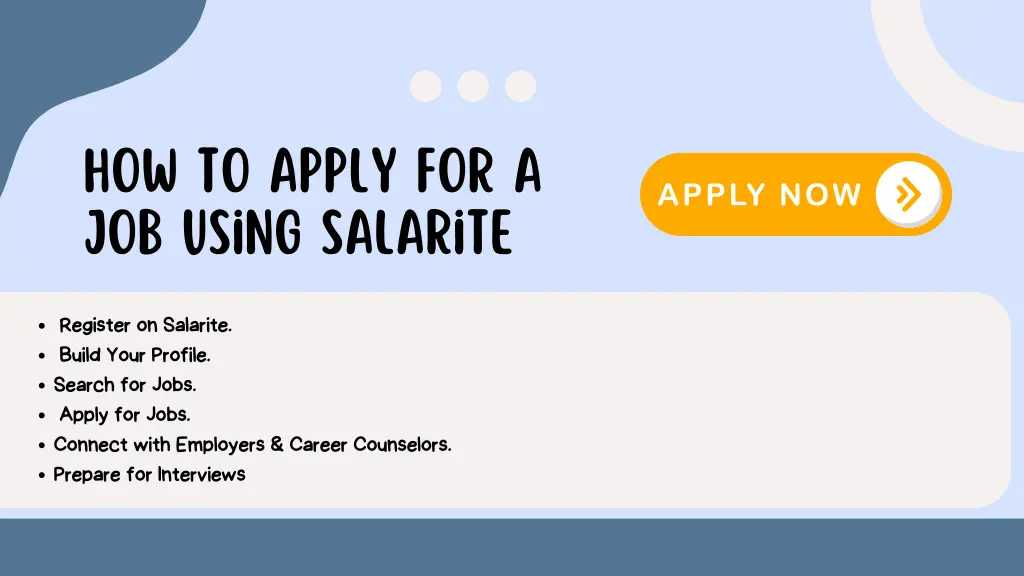 how to apply for a job using salarite