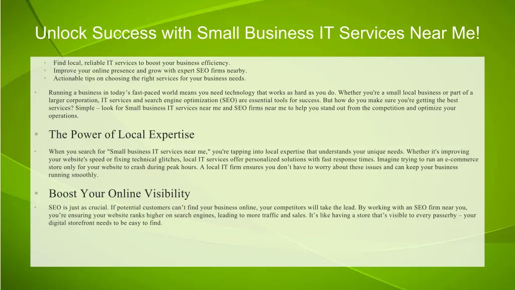 unlock success with small business it services