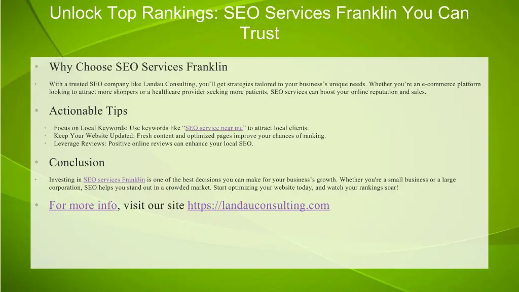 unlock top rankings seo services franklin 1