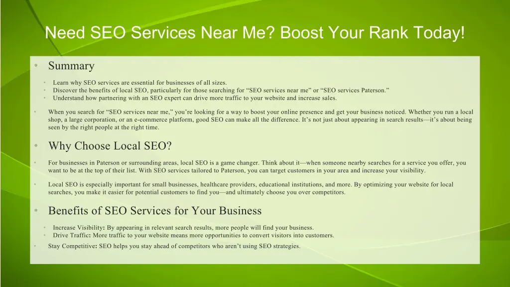 need seo services near me boost your rank today