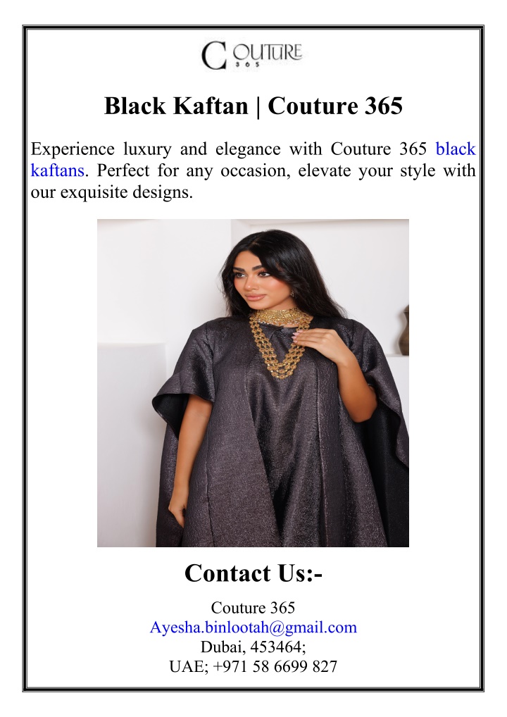black kaftan couture 365