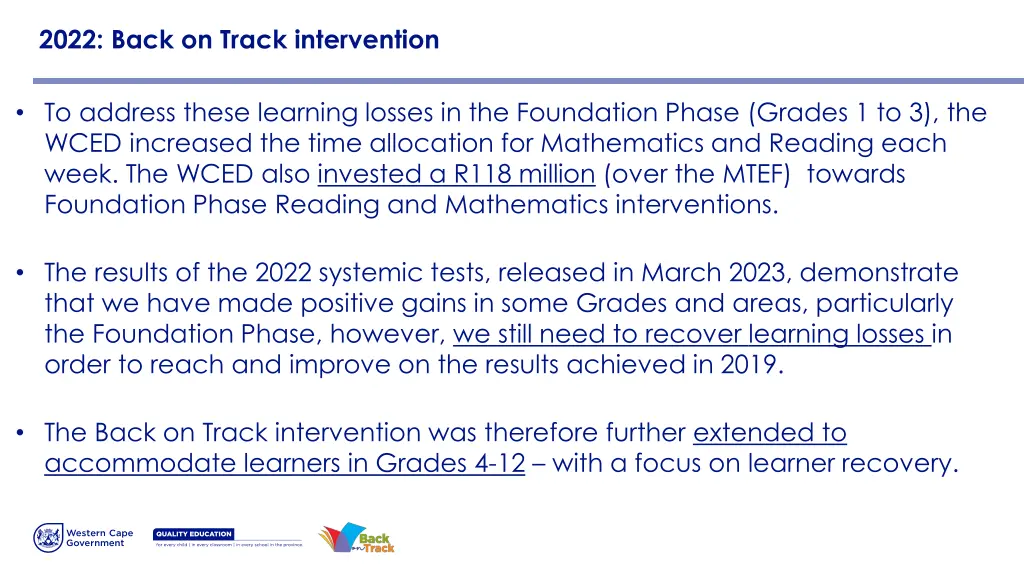 2022 back on track intervention