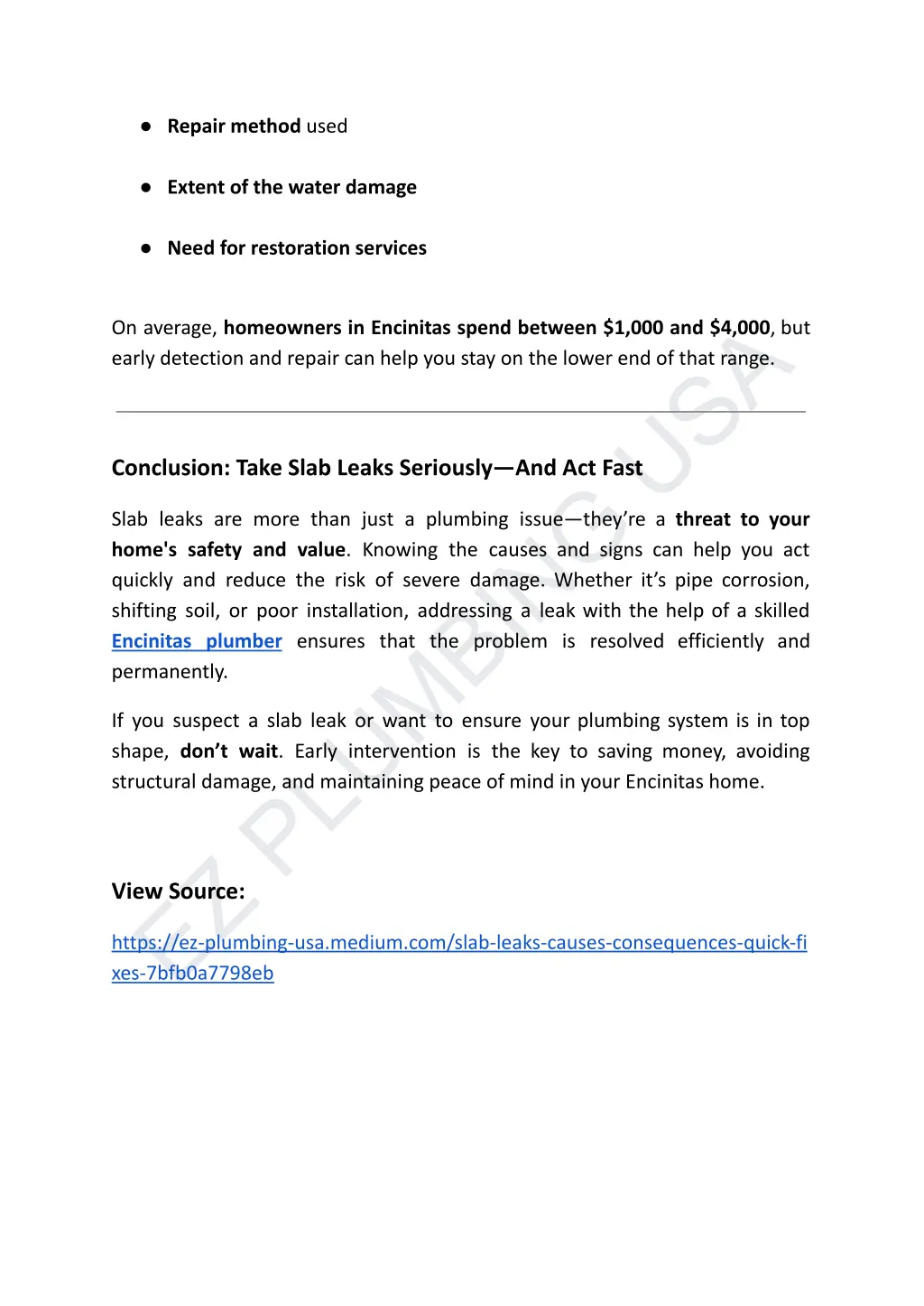 repair method used extent of the water damage