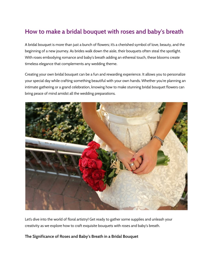 how to make a bridal bouquet with roses and baby