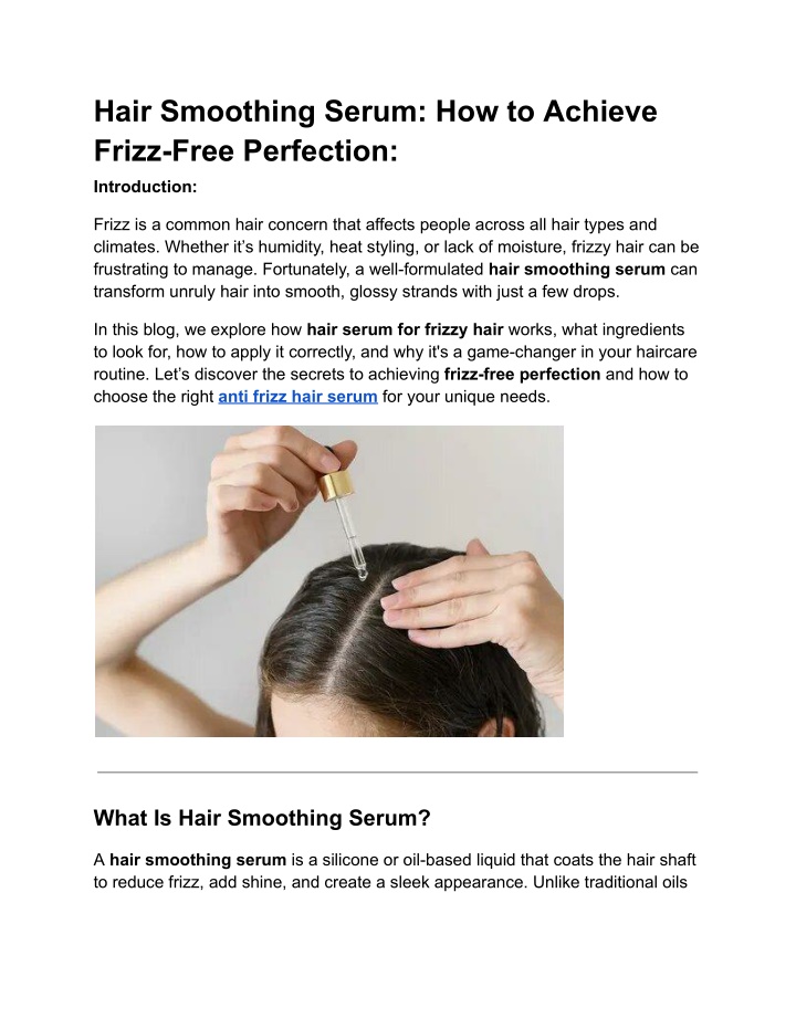 hair smoothing serum how to achieve frizz free