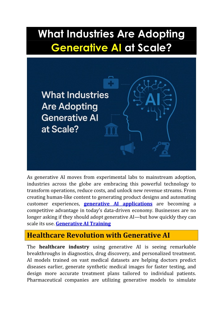 what industries are adopting generative