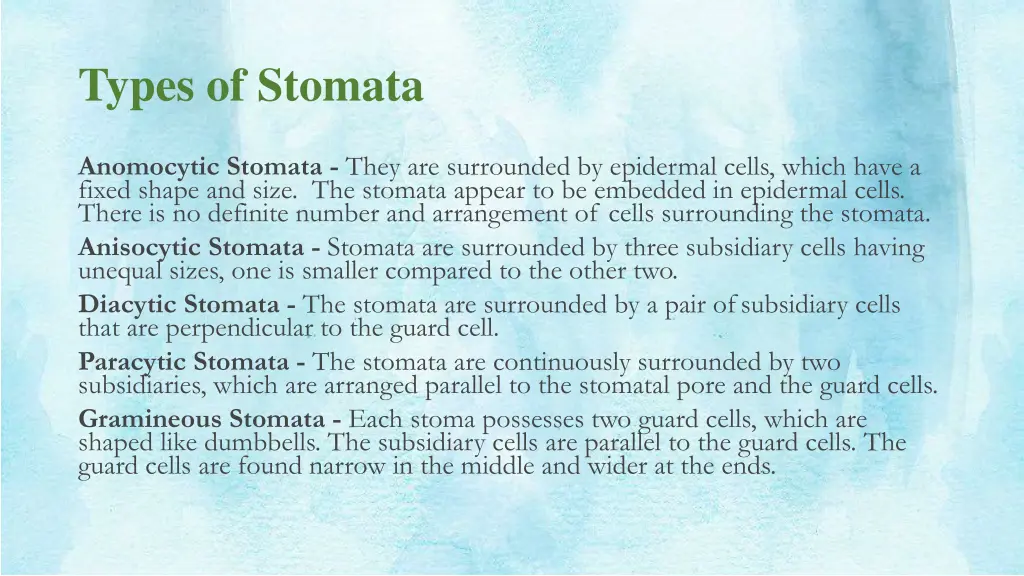 types of stomata