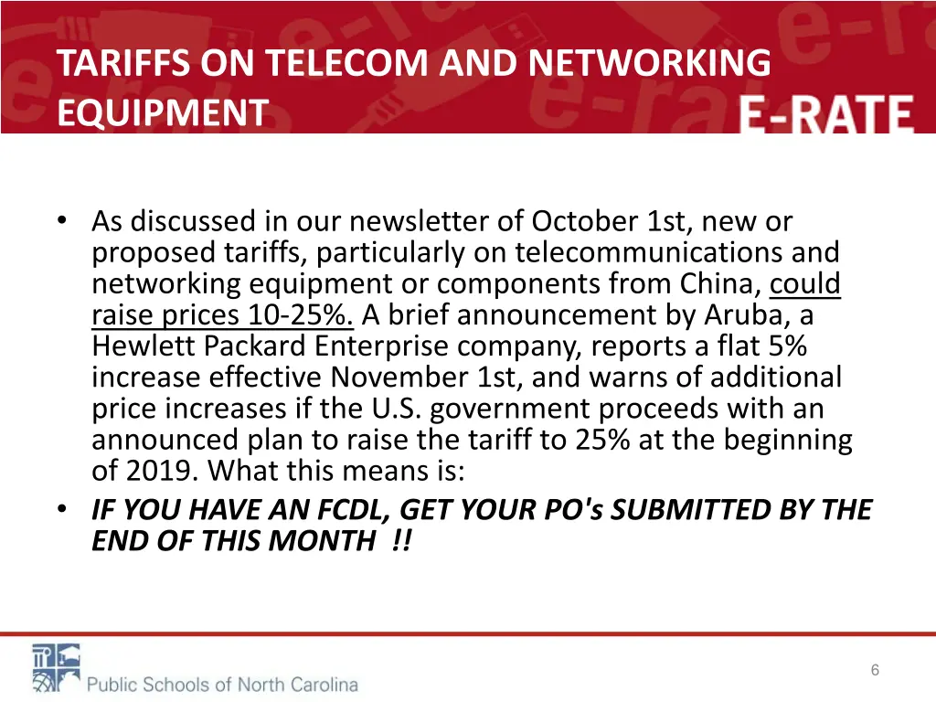 tariffs on telecom and networking equipment