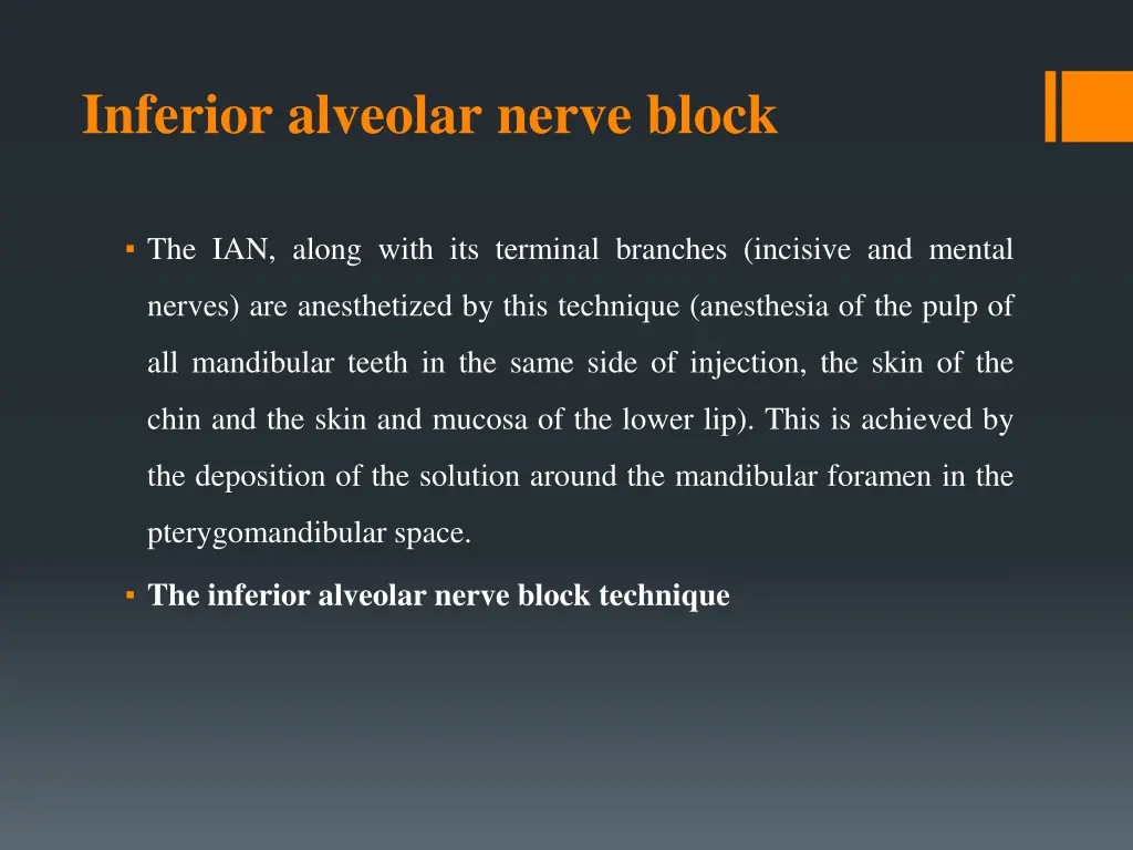 inferior alveolar nerve block