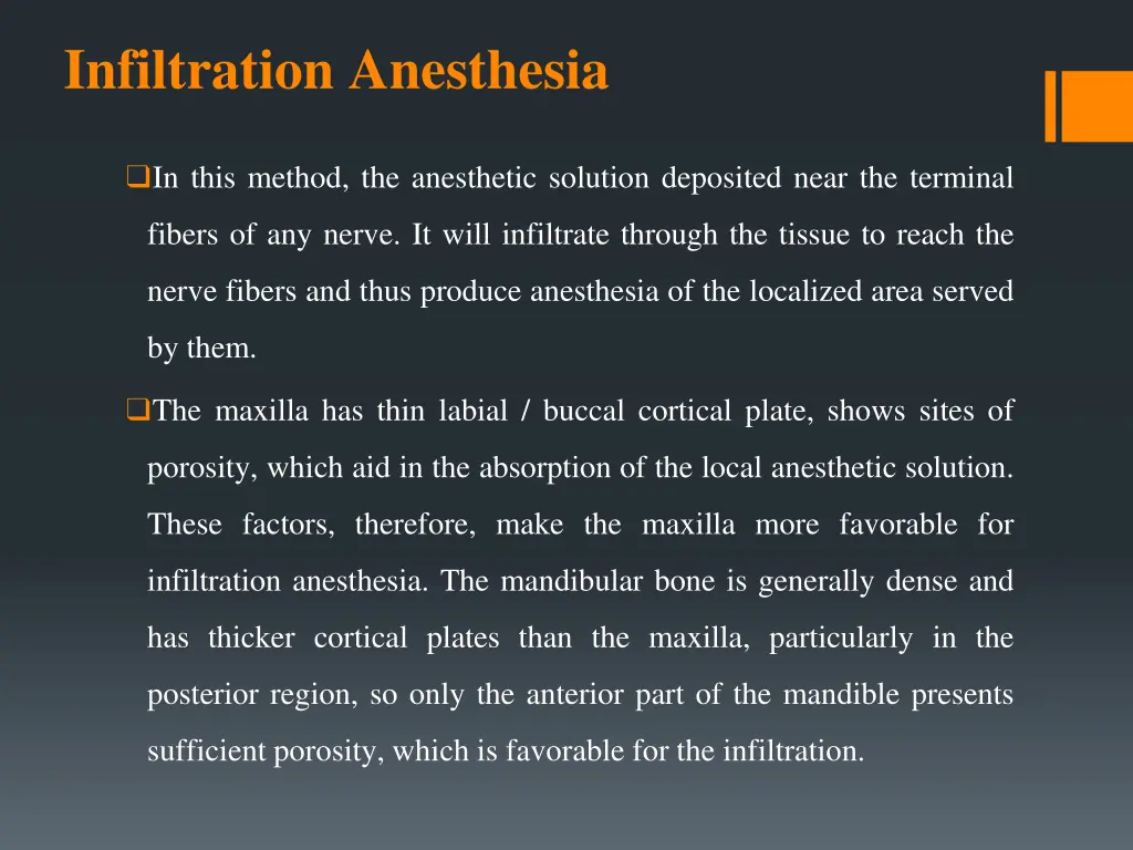 infiltration anesthesia