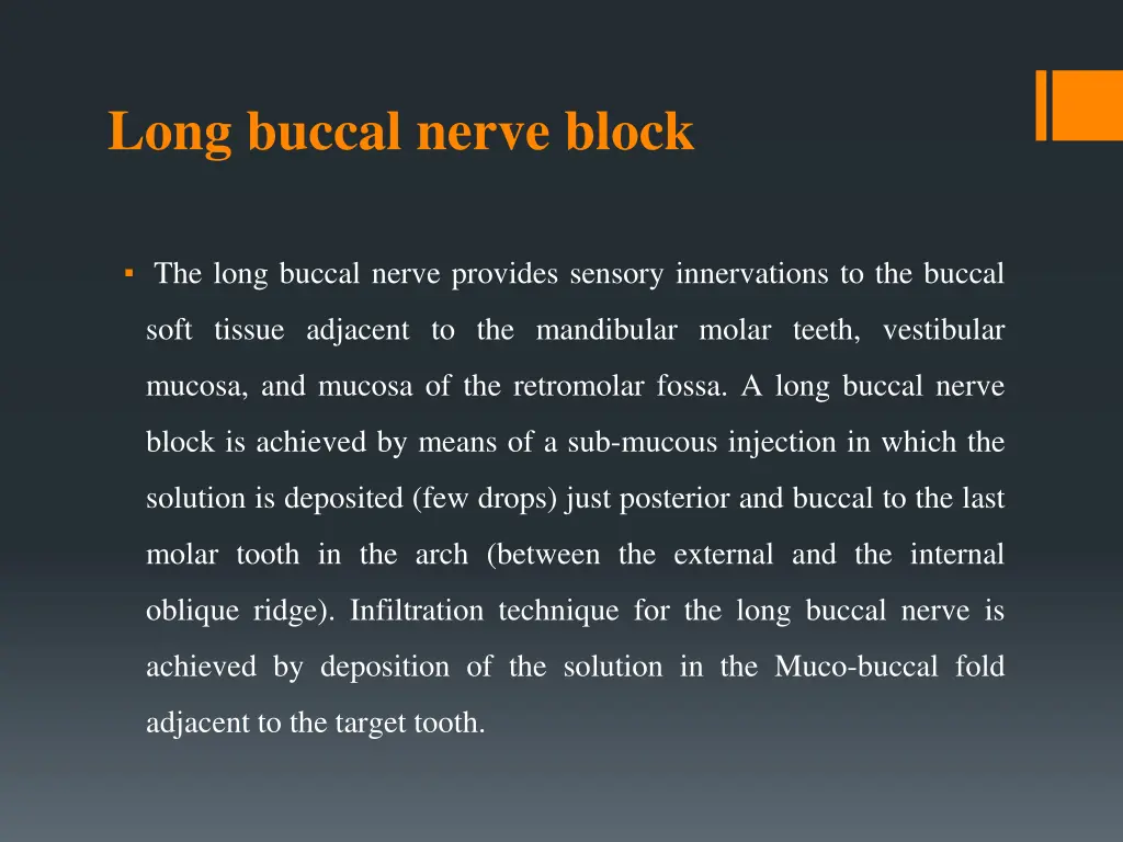 long buccal nerve block