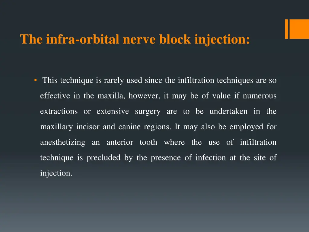 the infra orbital nerve block injection