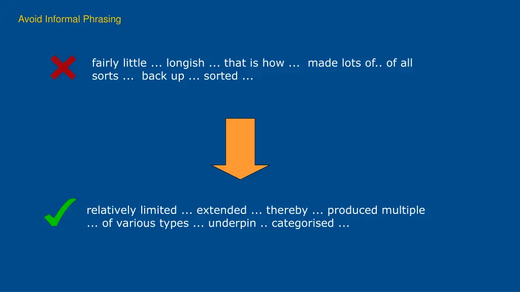 avoid informal phrasing