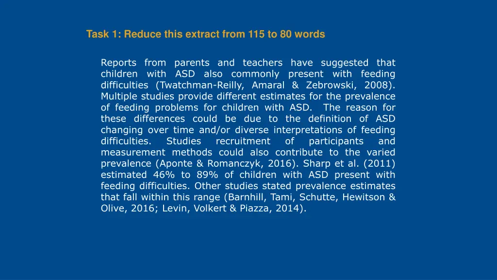 task 1 reduce this extract from 115 to 80 words