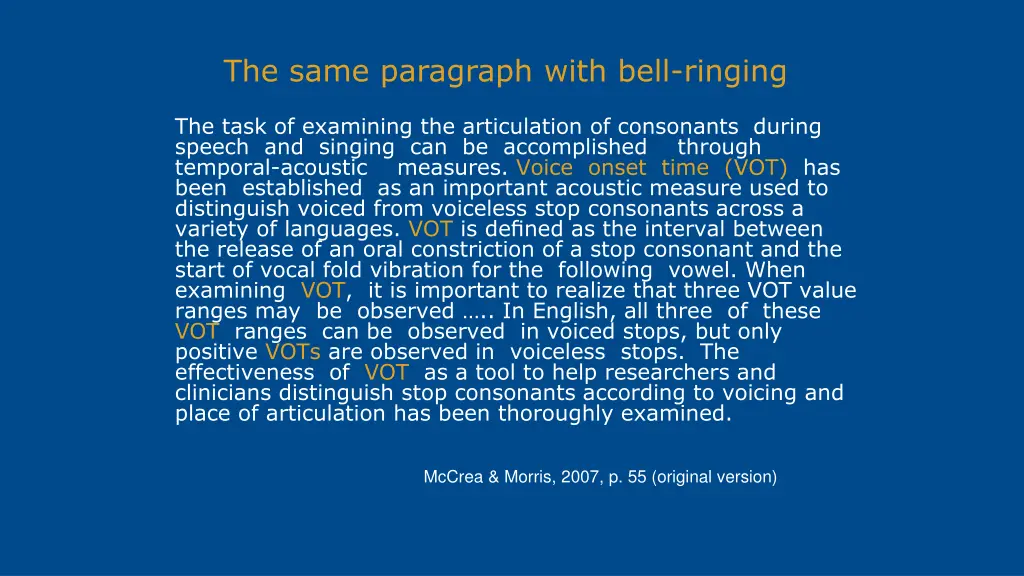 the same paragraph with bell ringing