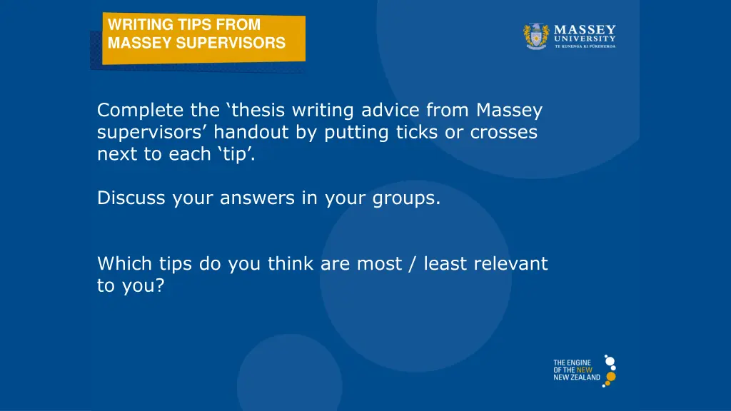 writing tips from massey supervisors