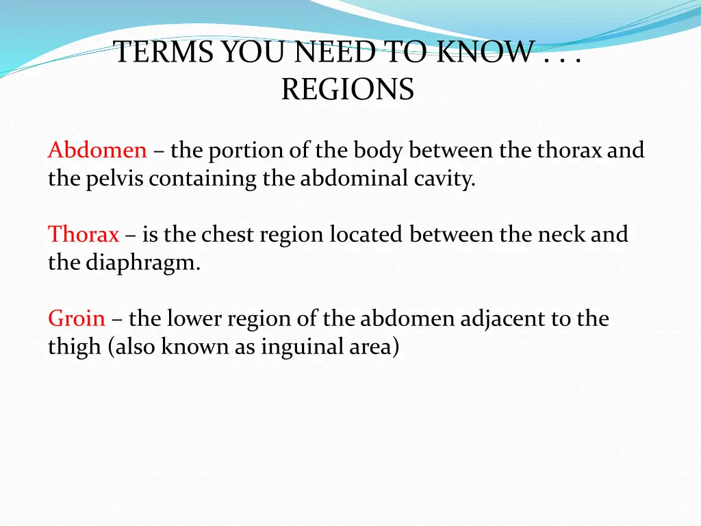 terms you need to know regions