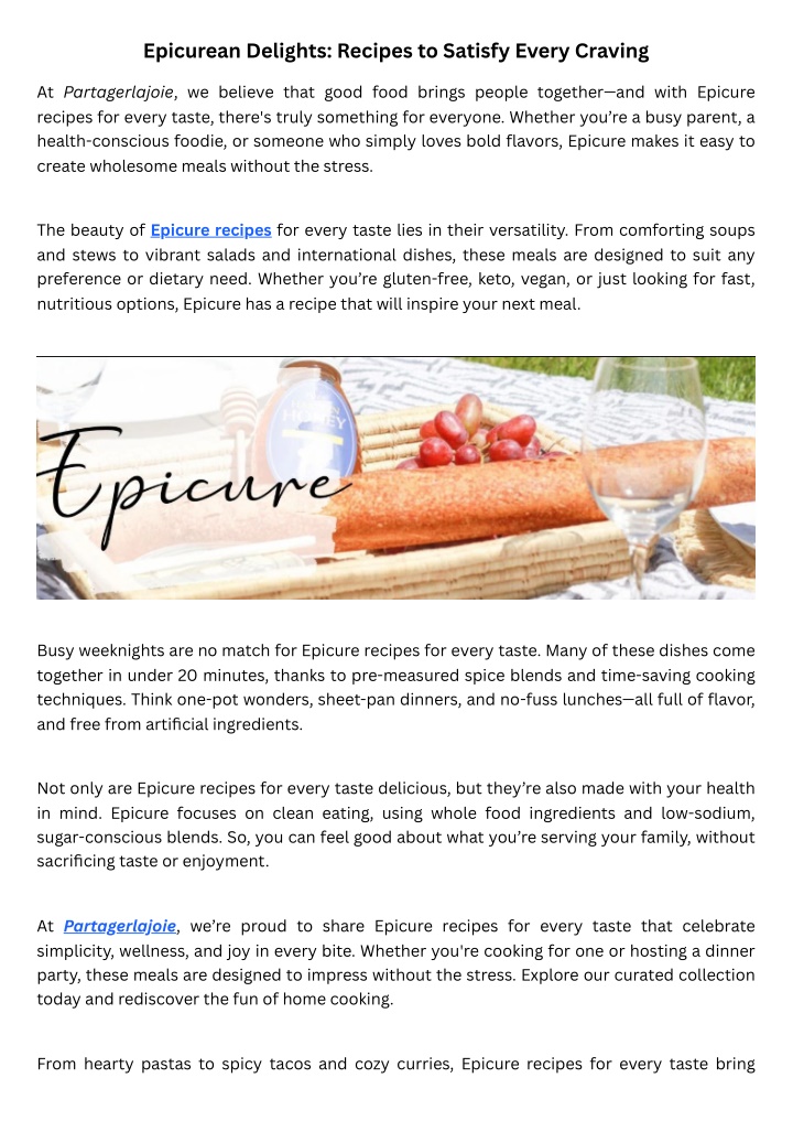 epicurean delights recipes to satisfy every