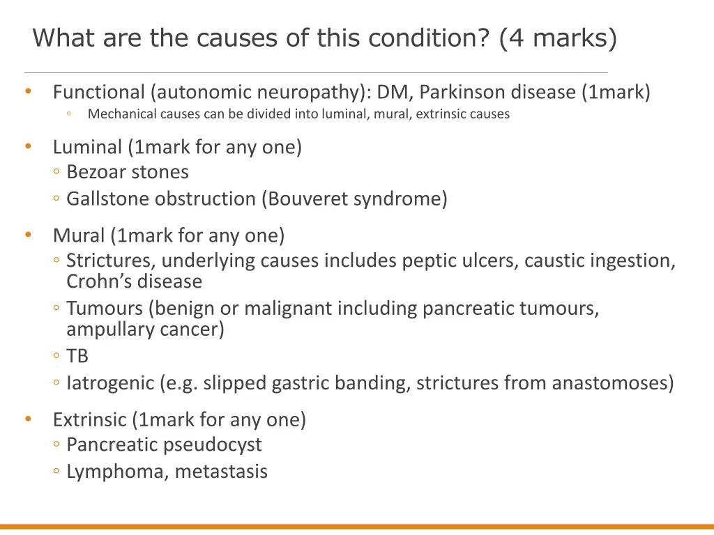 what are the causes of this condition 4 marks