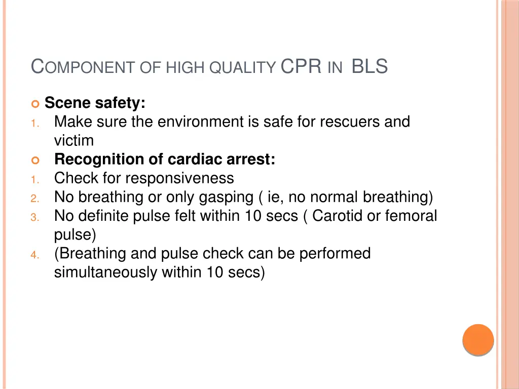 c omponent of high quality cpr in bls
