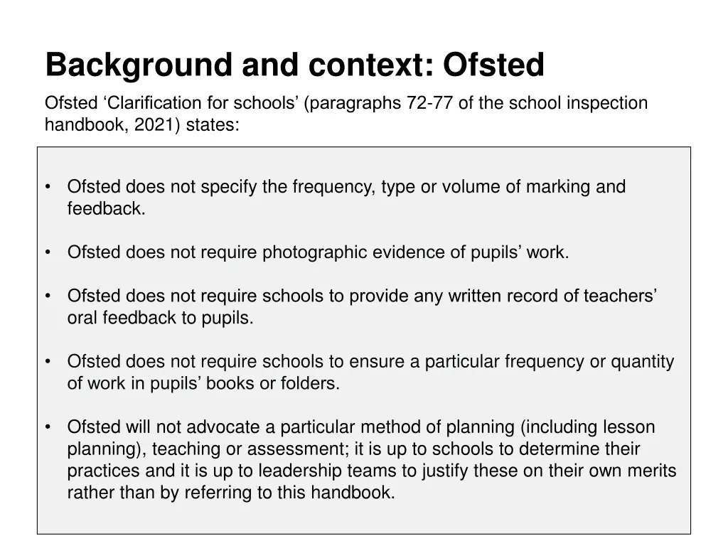 background and context ofsted ofsted