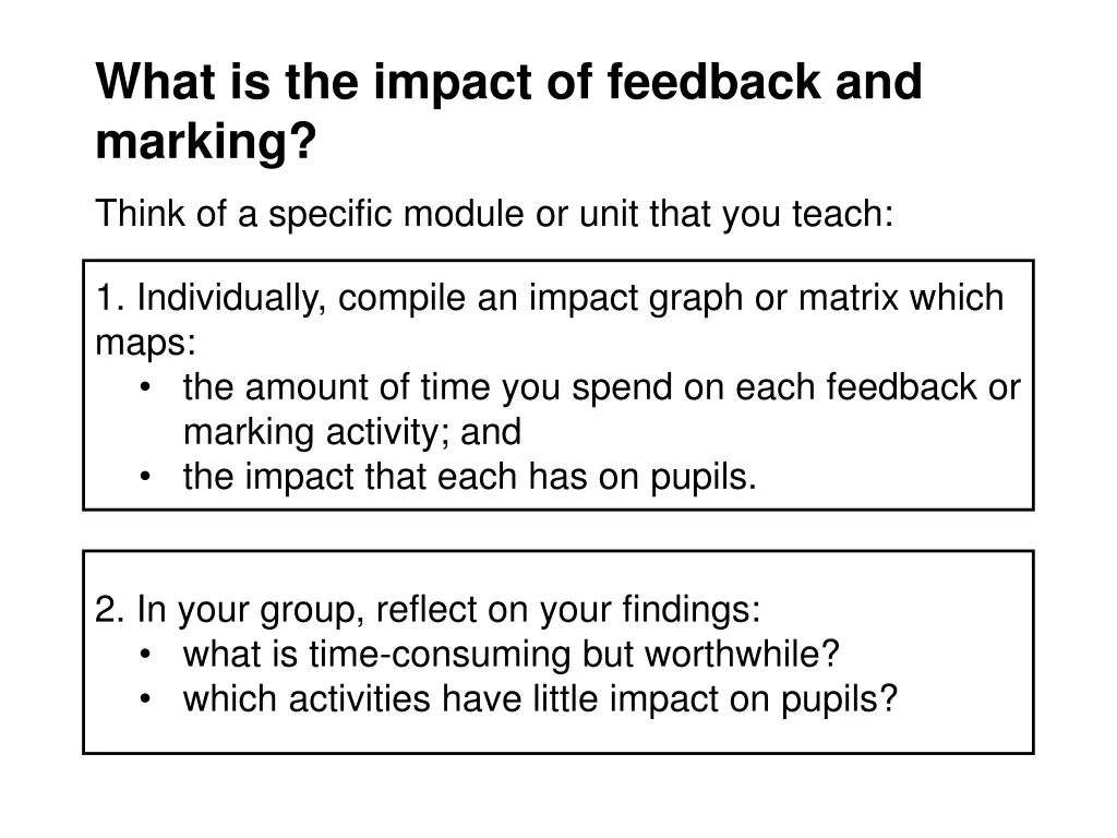 what is the impact of feedback and marking