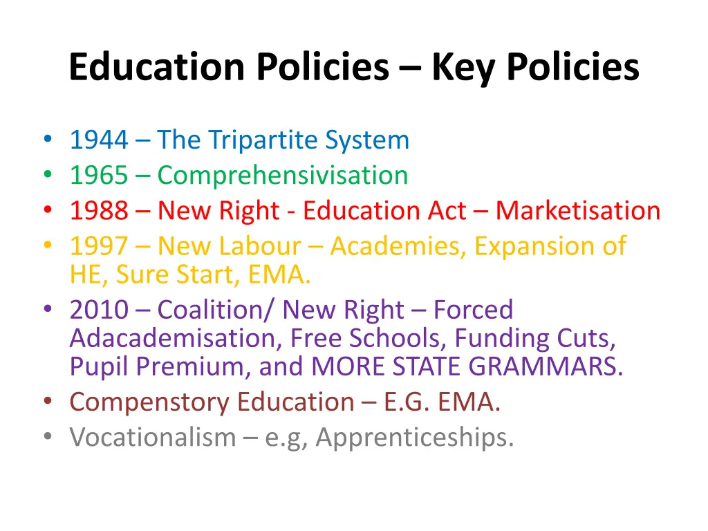 education policies key policies