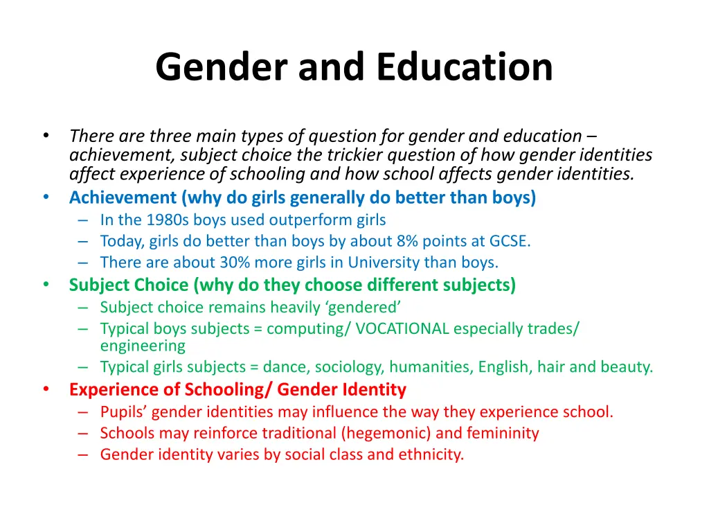 gender and education