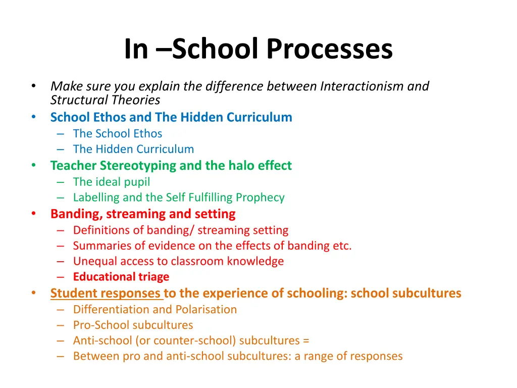 in school processes