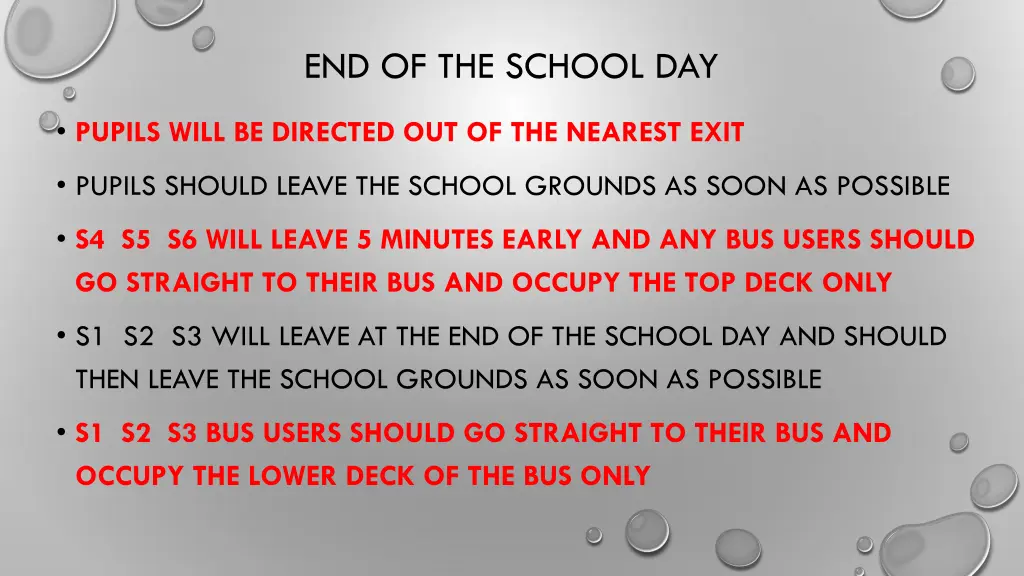 end of the school day
