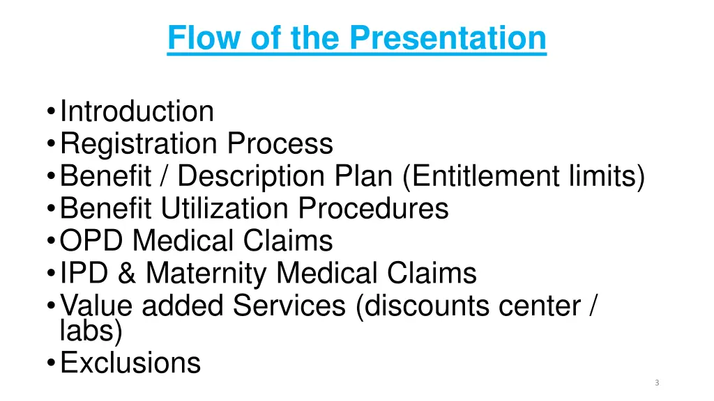 flow of the presentation