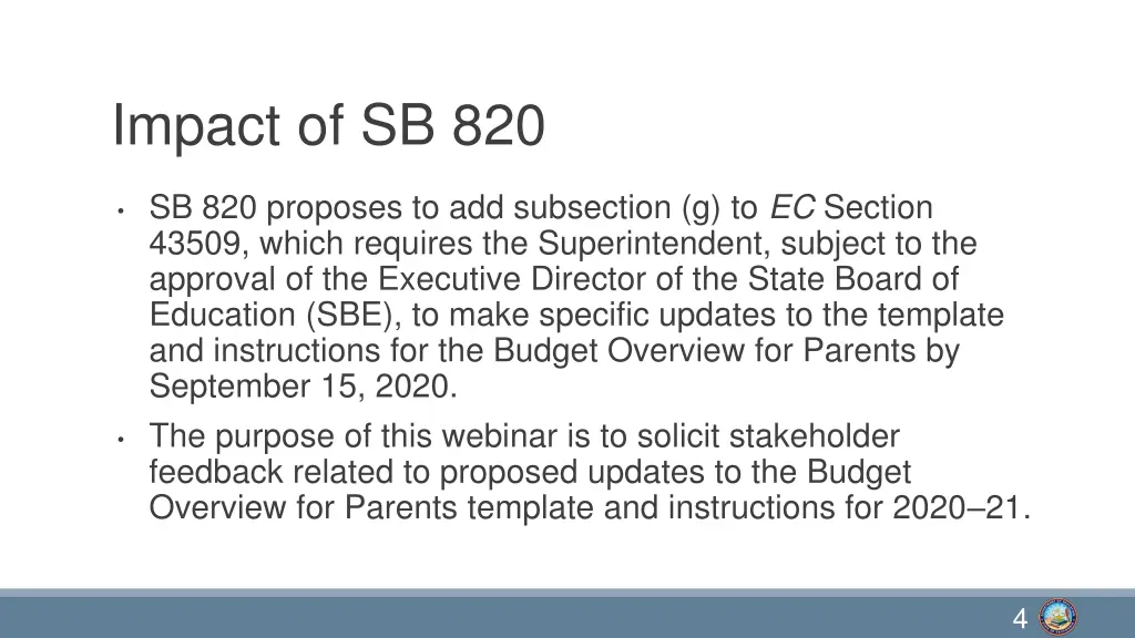 impact of sb 820