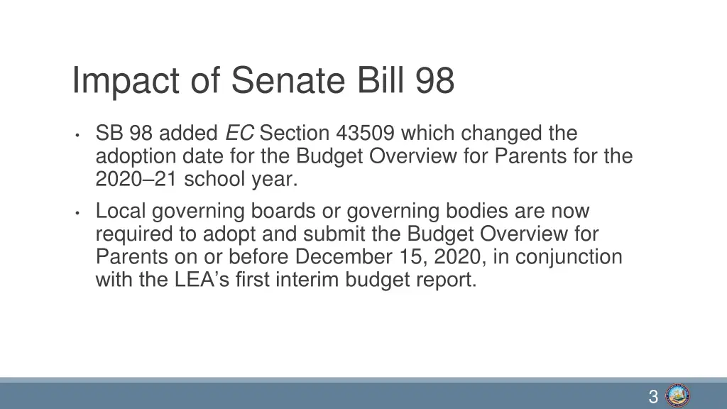 impact of senate bill 98