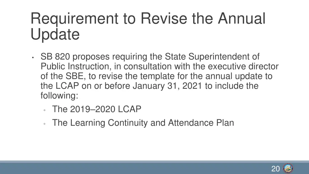 requirement to revise the annual update