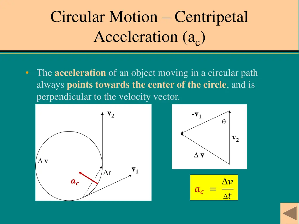 circular motion centripetal acceleration a c