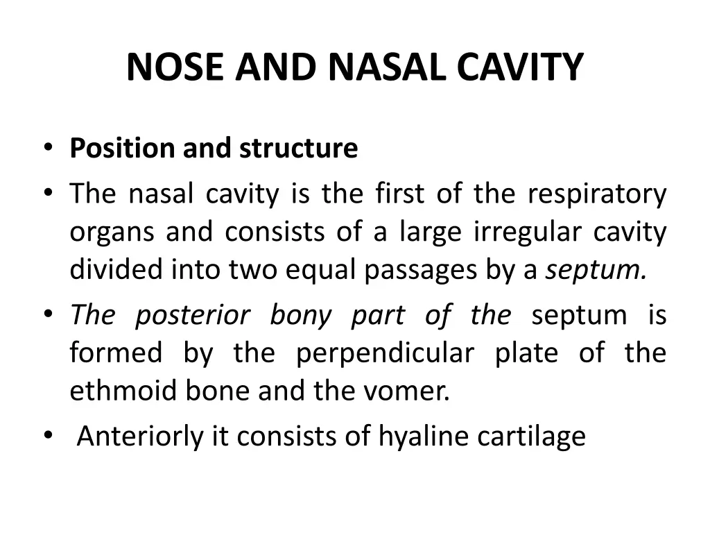 nose and nasal cavity