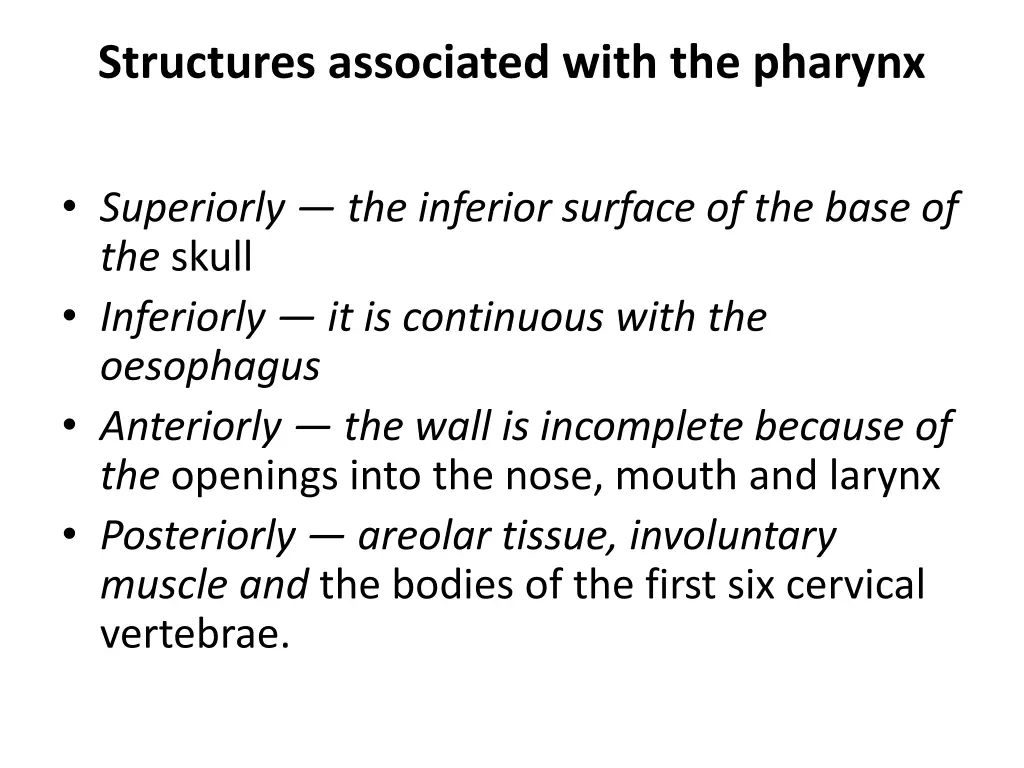 structures associated with the pharynx