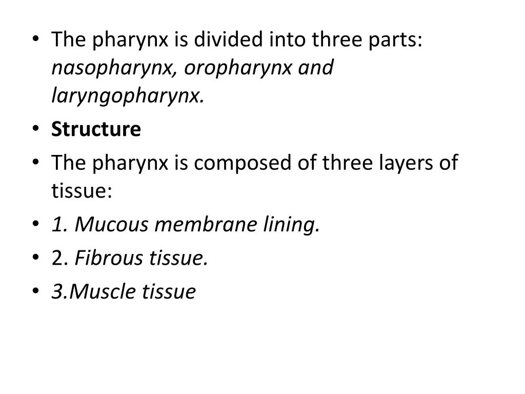 the pharynx is divided into three parts