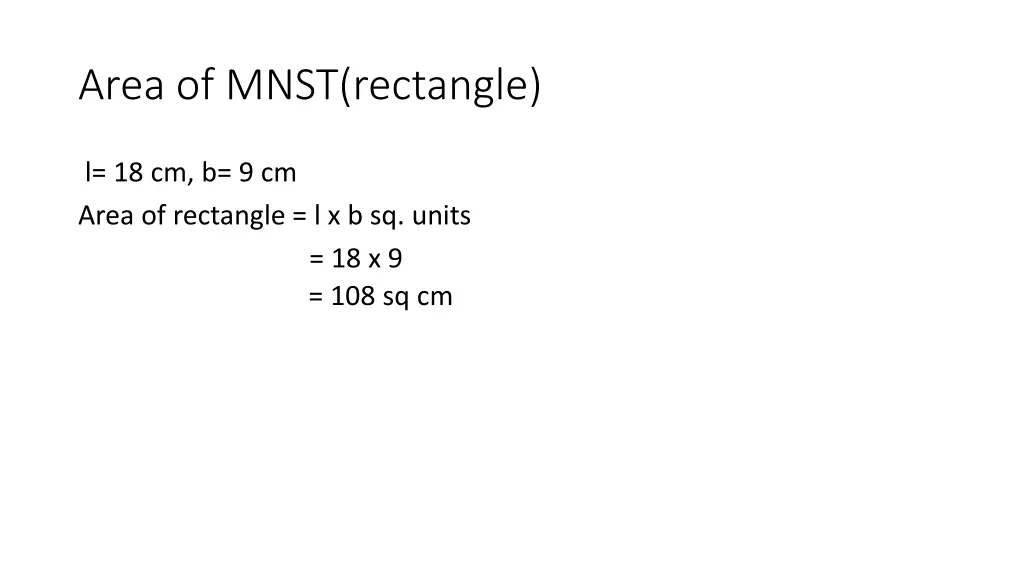area of mnst rectangle