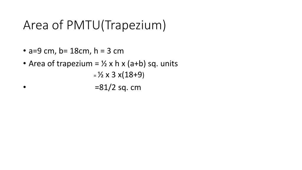 area of pmtu trapezium