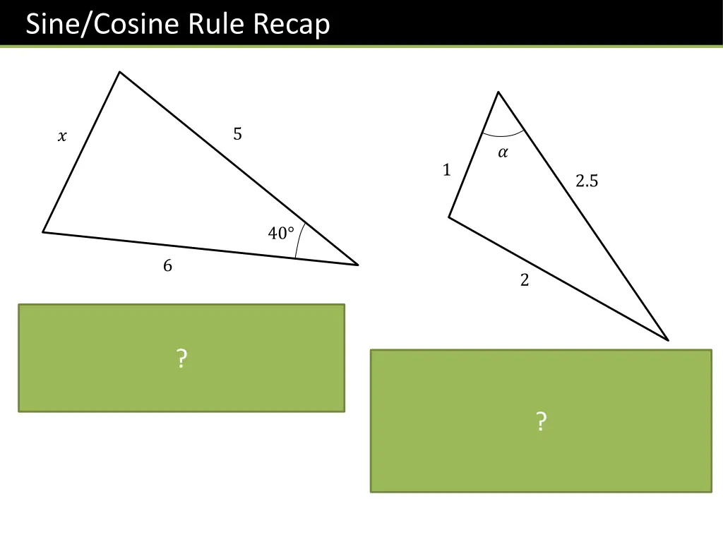 sine cosine rule recap 1