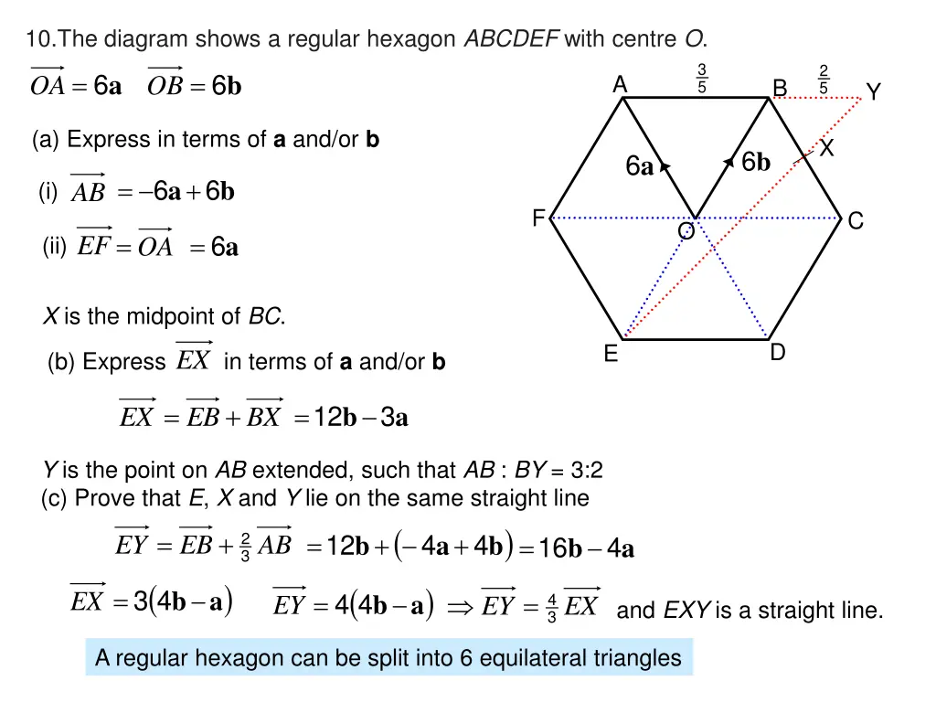 10 the diagram shows a regular hexagon abcdef