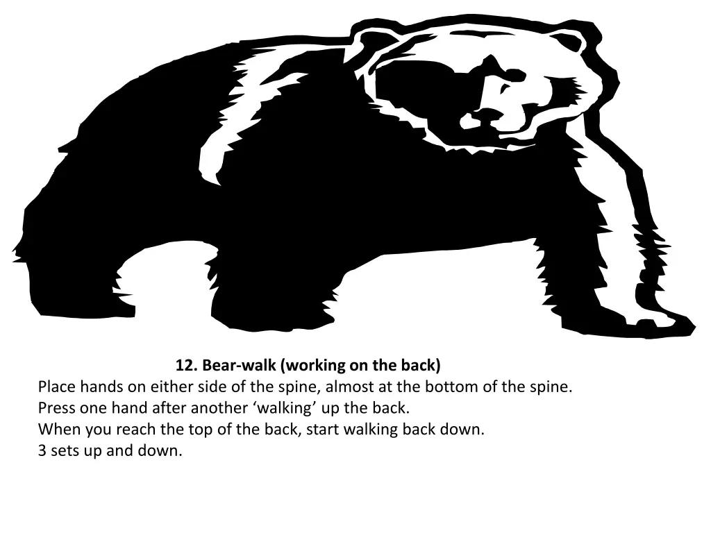 12 bear walk working on the back