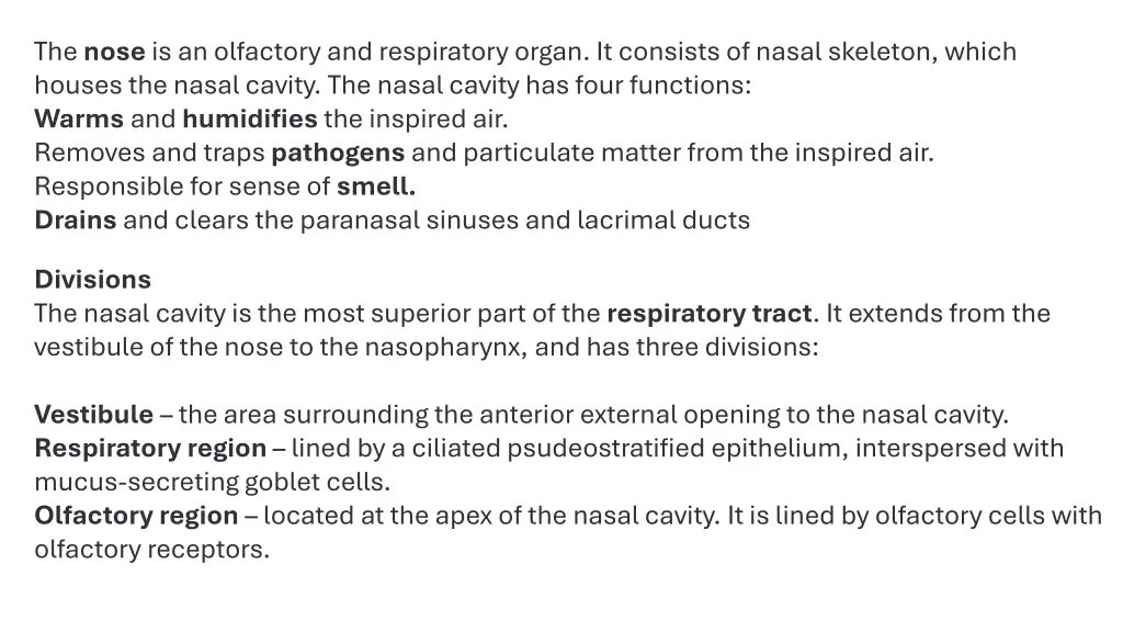 the nose is an olfactory and respiratory organ