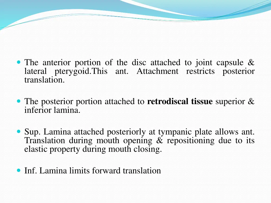 the anterior portion of the disc attached