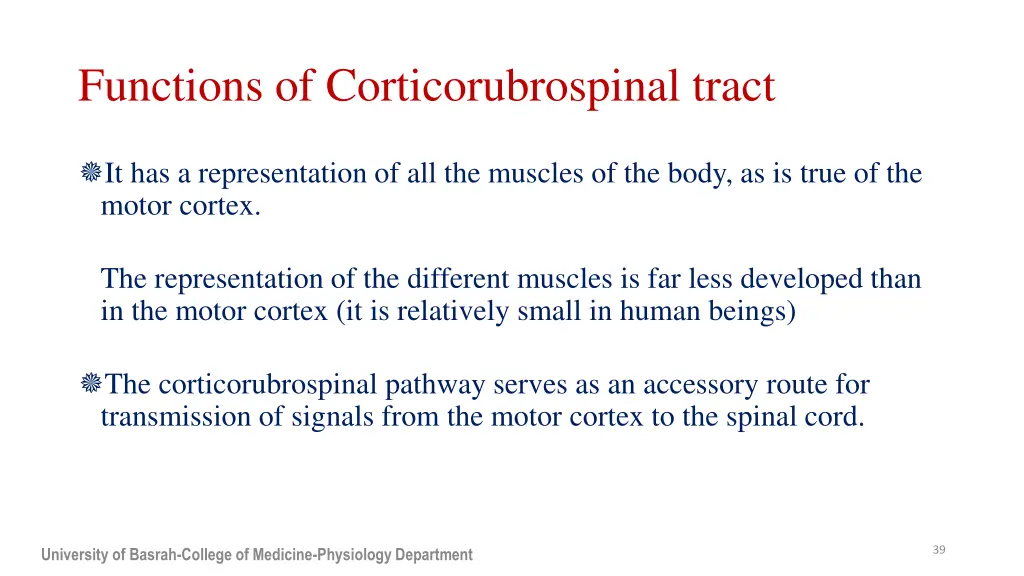 functions of corticorubrospinal tract