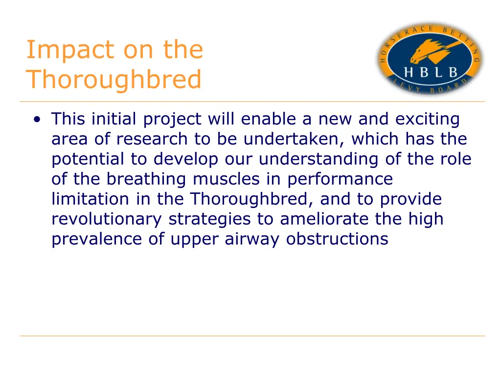 impact on the thoroughbred